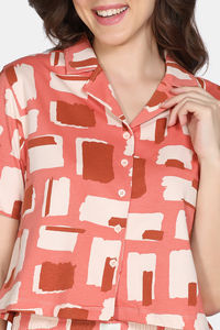 Zivame 2 Mile Fashion Knit Cotton Loungewear Set - Burnt Sienna — thumbnail 6